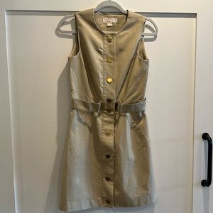Michael Kors sleeveless button front khaki dress